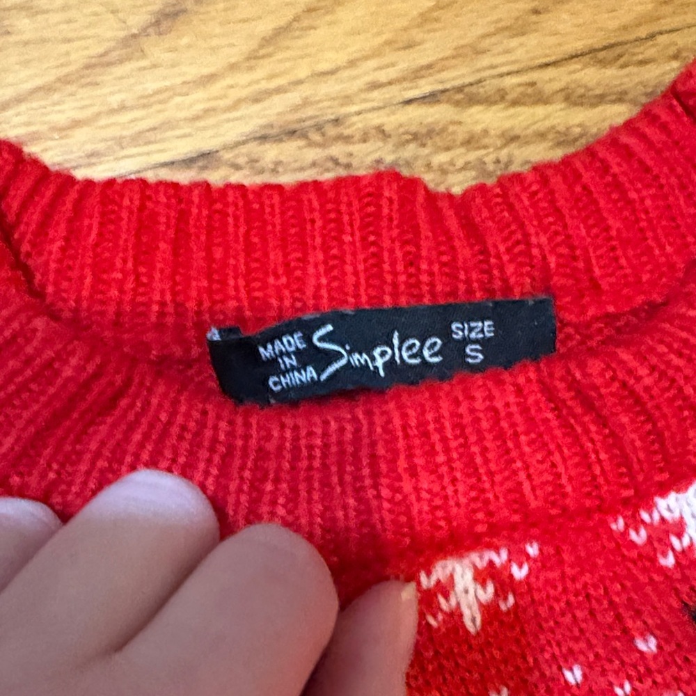Simplee Apparel Ugly Christmas Red Dinosaur Holiday Sweater - Picture 3 of 4